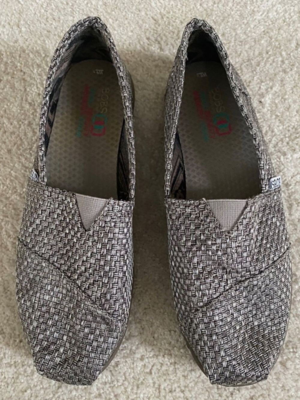 Skechers Bobs Dual Density Memory Foam Slip-On Shoes Size 9.5 Grey Women’s